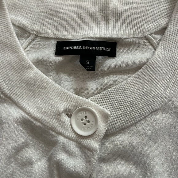 Express Vintage White Single Button Cropped Cardigan sz Small - Picture 2 of 4